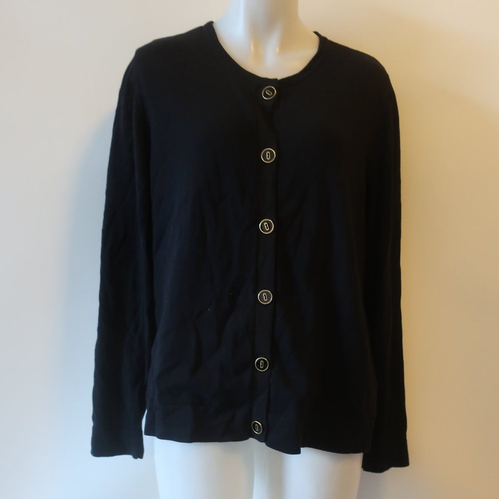 Womens Dana Buchman Black Button Cardigan Sweater Xl *